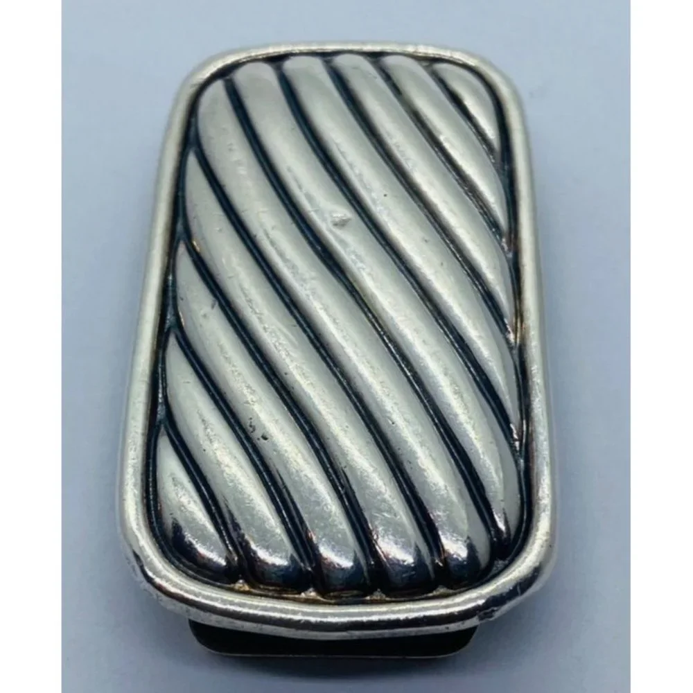 David Yurman Money Clip Sterling Silver - Wavy Banded Large Cable Design